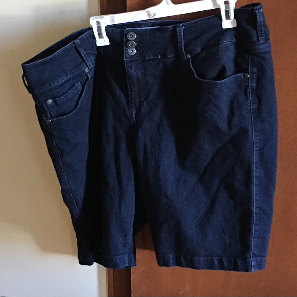 Torrid size 24 black denim shorts, 21 inches long